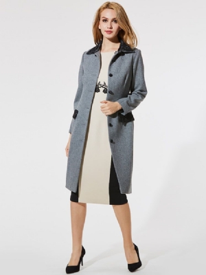Casaco Feminino Fino De Lapela Com Bolso De Renda