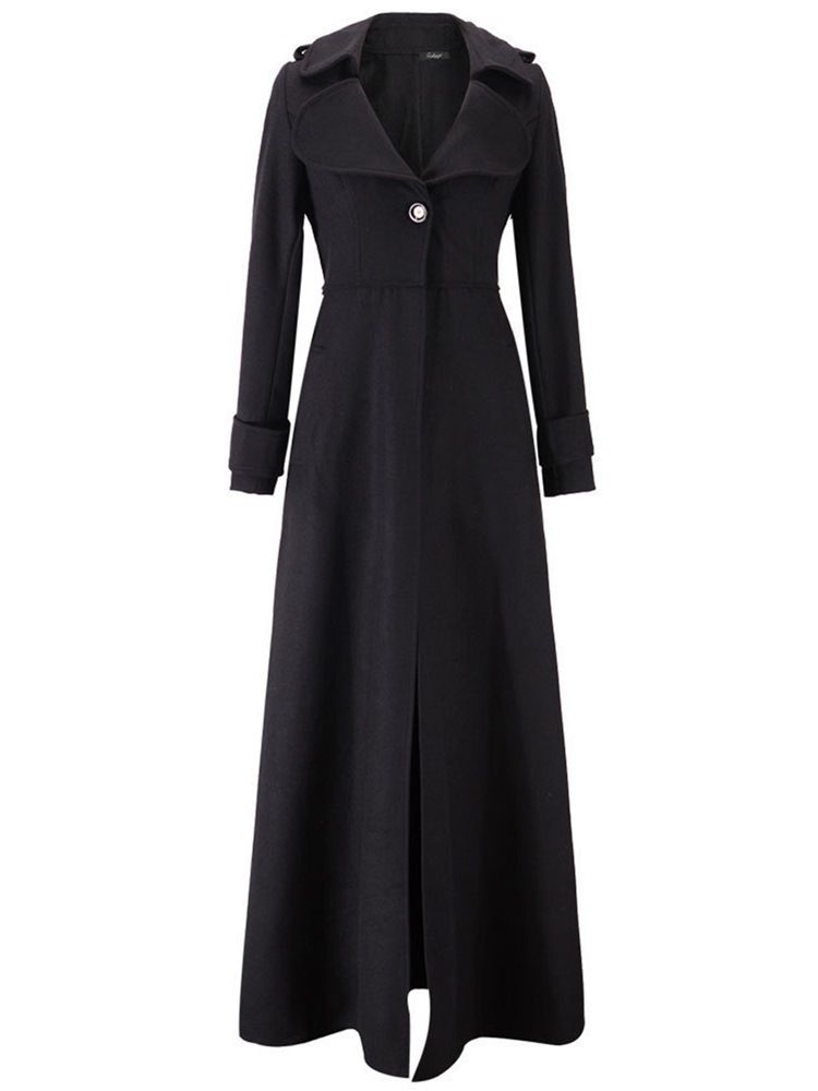 Casaco Longo Liso Feminino De Lapela Fina