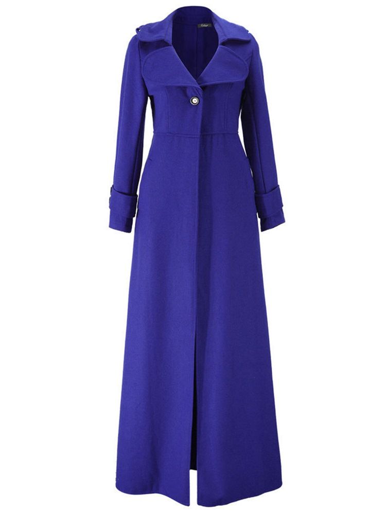 Casaco Longo Liso Feminino De Lapela Fina