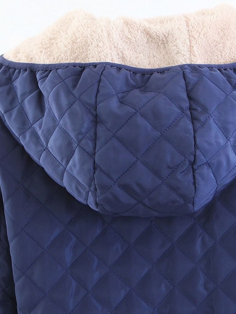 Jaqueta Acolchoada Feminina Com Zíper Fino E Meio-comprimento Acolchoado