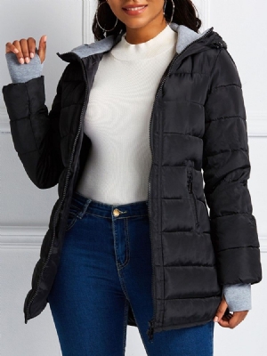 Roupas Femininas Com Zíper De Bolso Fino De Algodão De Comprimento Médio