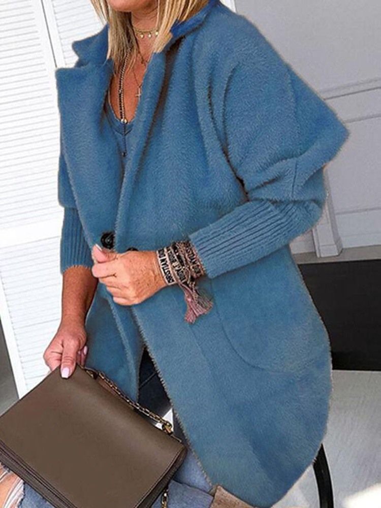 Sobretudo Feminino De Lapela Solta De Inverno