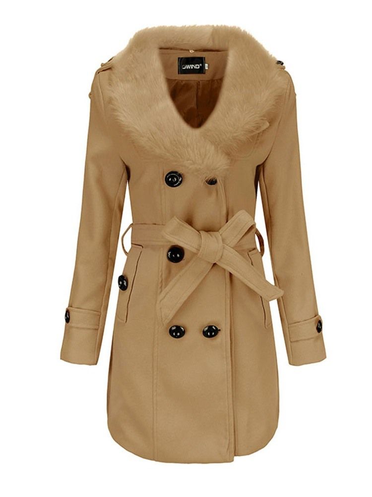 Sobretudo Fino Feminino De Lapela De Inverno Regular