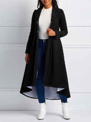 Sobretudo Fino Feminino De Patchwork Longo Com Botão Oculto
