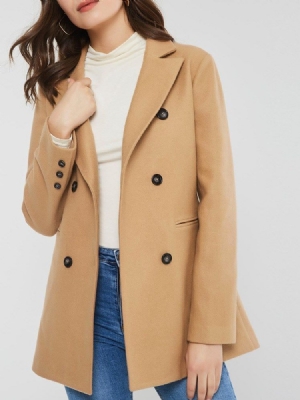 Sobretudo Fino De Inverno Feminino Com Botão De Peito Duplo