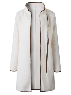 Sobretudo Fino De Inverno Feminino Com Zíper De Comprimento Médio