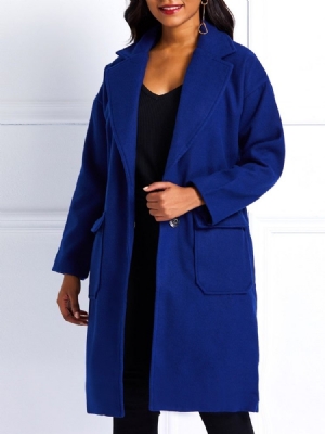 Sobretudo De Inverno Feminino Com Bolso Reto E Comprimento Médio