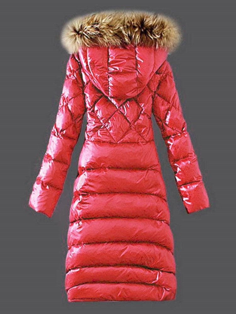Sobretudo De Inverno Feminino De Pele Sintética Com Capuz Longo Quente E Grosso