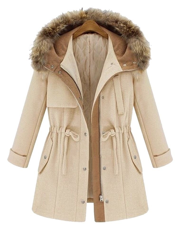 Sobretudo De Inverno Fino De Renda Média Com Zíper Feminino