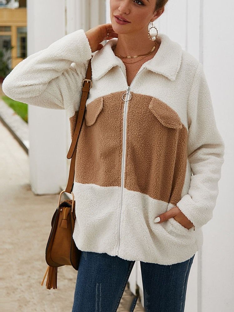 Sobretudo Slim Patchwork Feminino De Lapela Regular